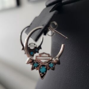 Harley-Davidson Earrings,.925 Silver/Turquoise